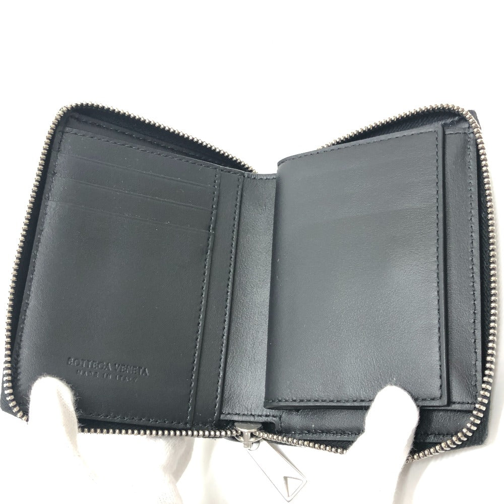 BOTTEGA VENETA 681191 Maxi Intrecciato Cassette Zip wallet accessory Folded wallet Leather Black Used