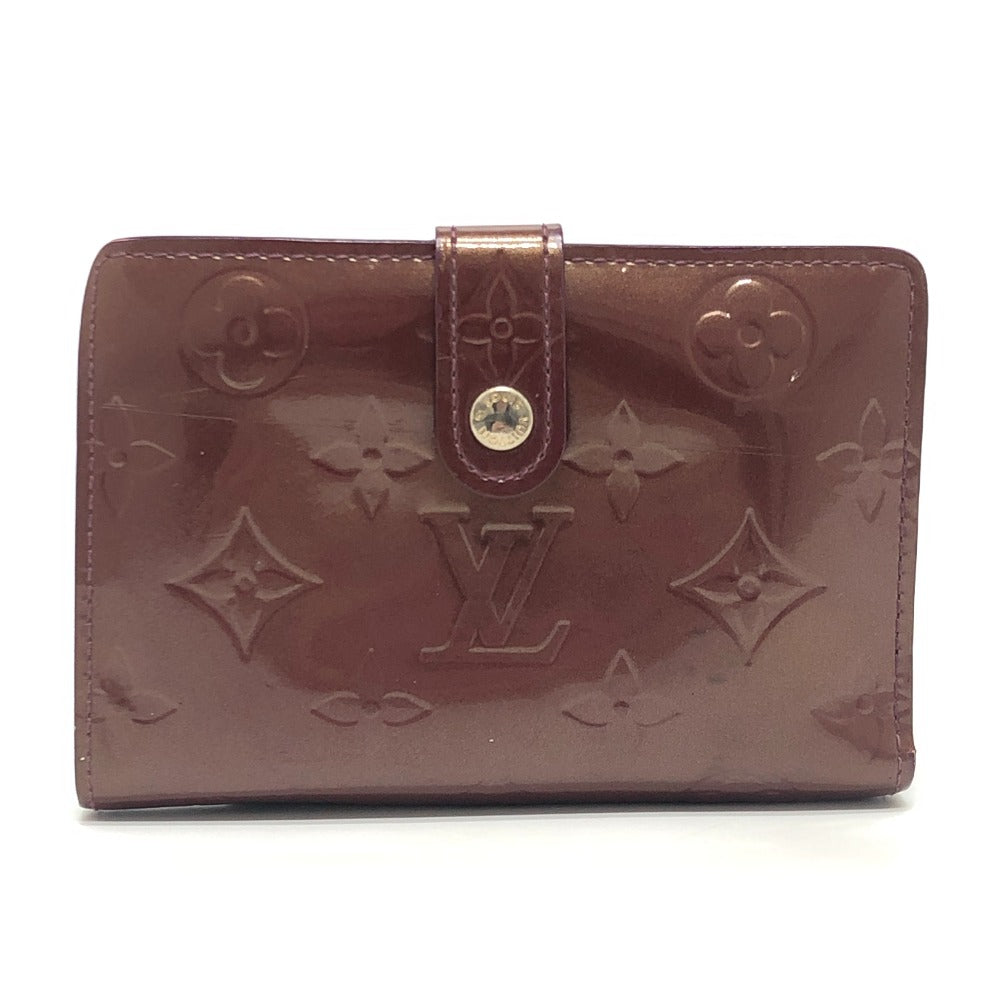 LOUIS VUITTON M91524 Portefeuille Viennois Clasp Bi-fold Wallet Monogram Vernis Women's Rouge Fauvist Wine Red