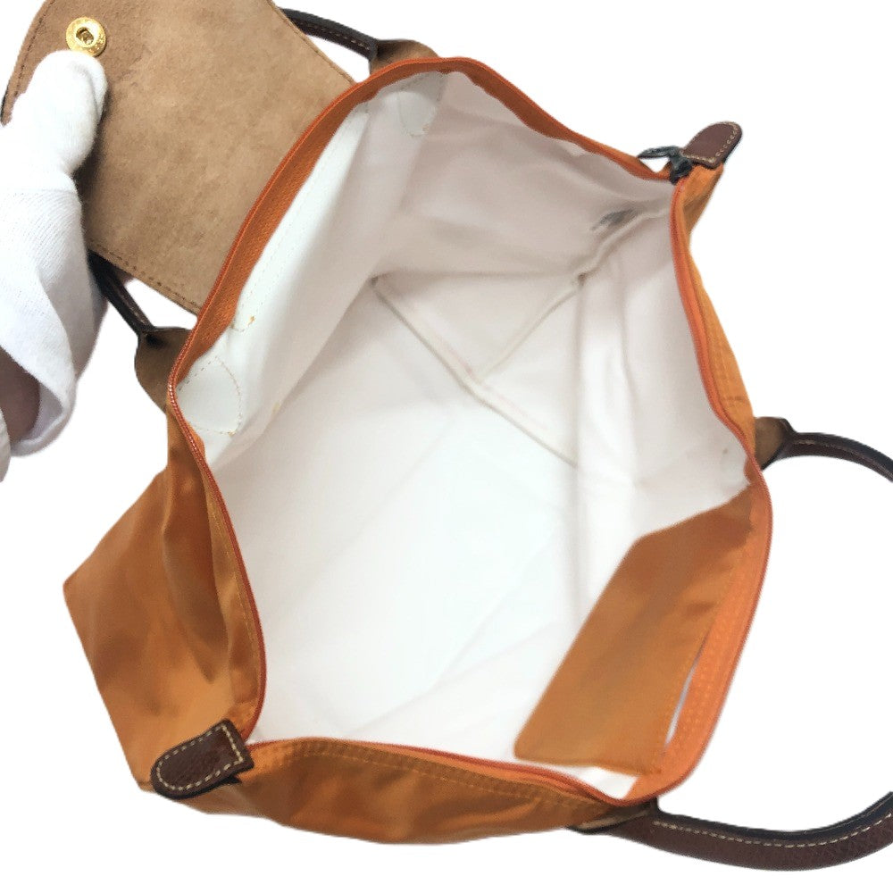 Longchamp le pliage lipat tote beg mini tote beg nilon wanita oren