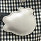 familia Gingham check Mini Tote Bag with Apple Charm Hand Bag cotton Black/White Used