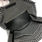 familia Gingham check Mini Tote Bag with Apple Charm Hand Bag cotton Black/White Used