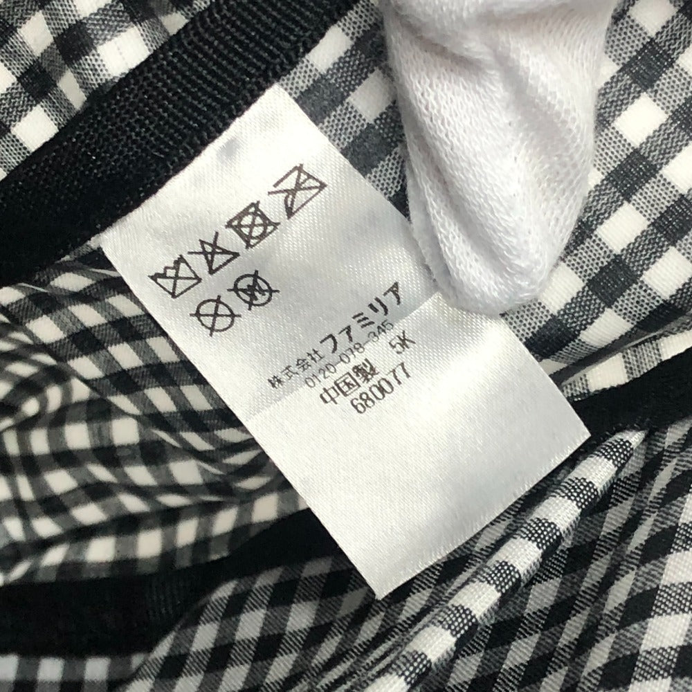 familia Gingham check Mini Tote Bag with Apple Charm Hand Bag cotton Black/White Used