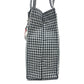 familia Gingham check Mini Tote Bag with Apple Charm Hand Bag cotton Black/White Used