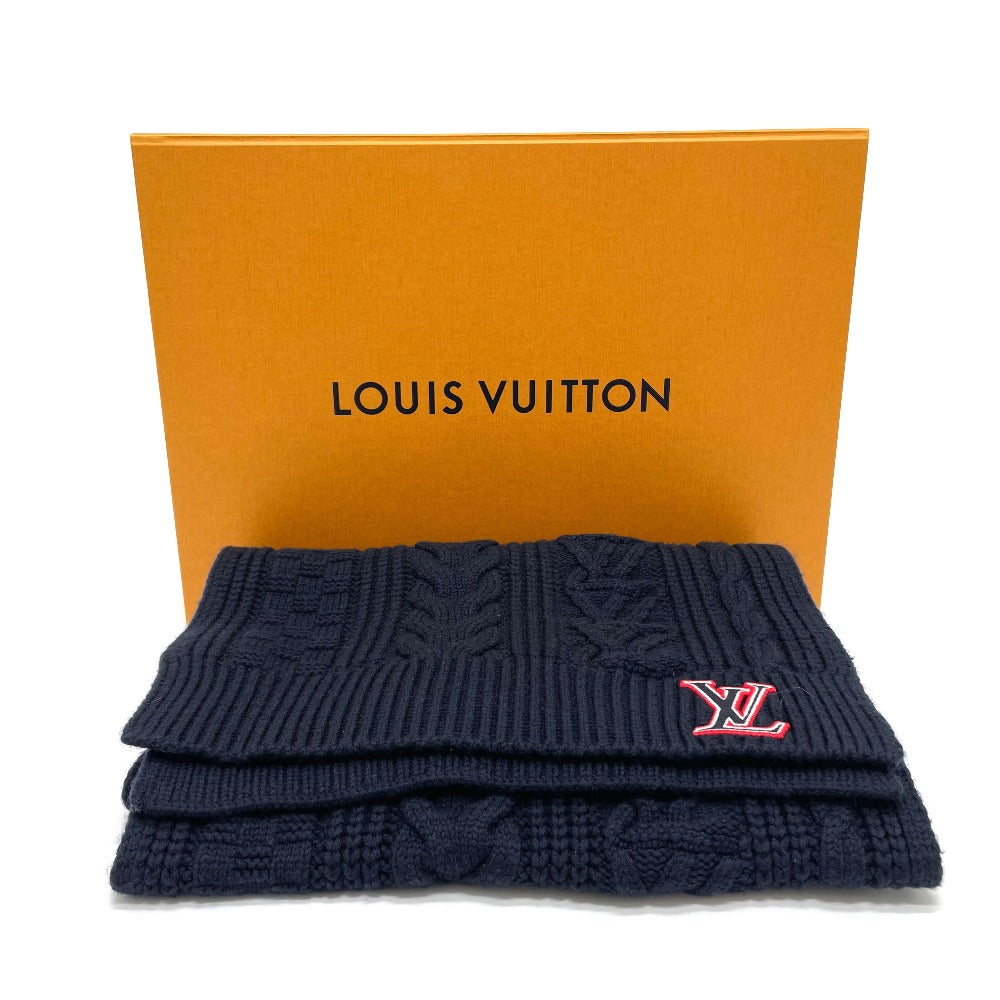 LOUIS VUITTON MP2866 LV Logo Echarpe LV Cable Wool Scarf, Unisex, Navy