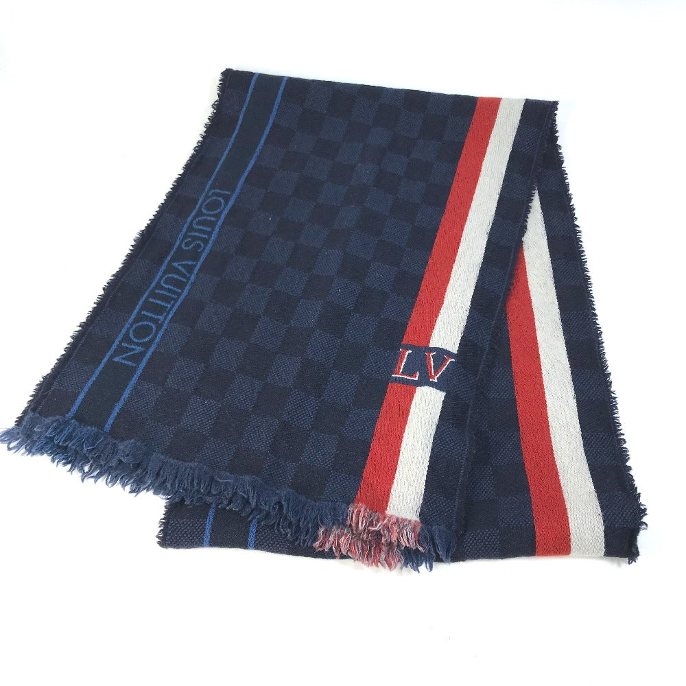 LOUIS VUITTON M70338 Echarpe Messager Fringe Wool Scarf Men's Navy