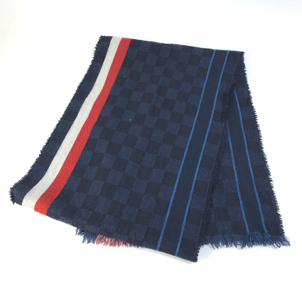LOUIS VUITTON M70338 Echarpe Messager Fringe Wool Scarf Men's Navy