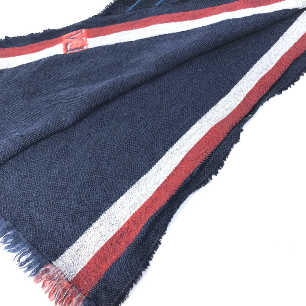 LOUIS VUITTON M70338 Echarpe Messager Fringe Wool Scarf Men's Navy