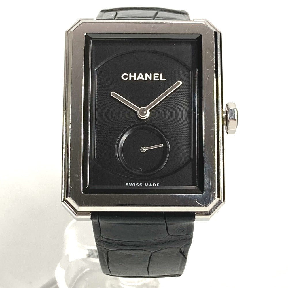 CHANEL H5319 ボーイフレンド ロゴ ウォッチ 時計 革ベルト 腕時計 レザー ユニセックス ブラック