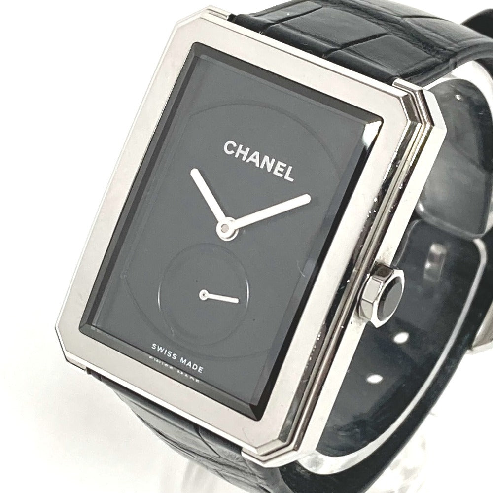 CHANEL H5319 ボーイフレンド ロゴ ウォッチ 時計 革ベルト 腕時計 レザー ユニセックス ブラック