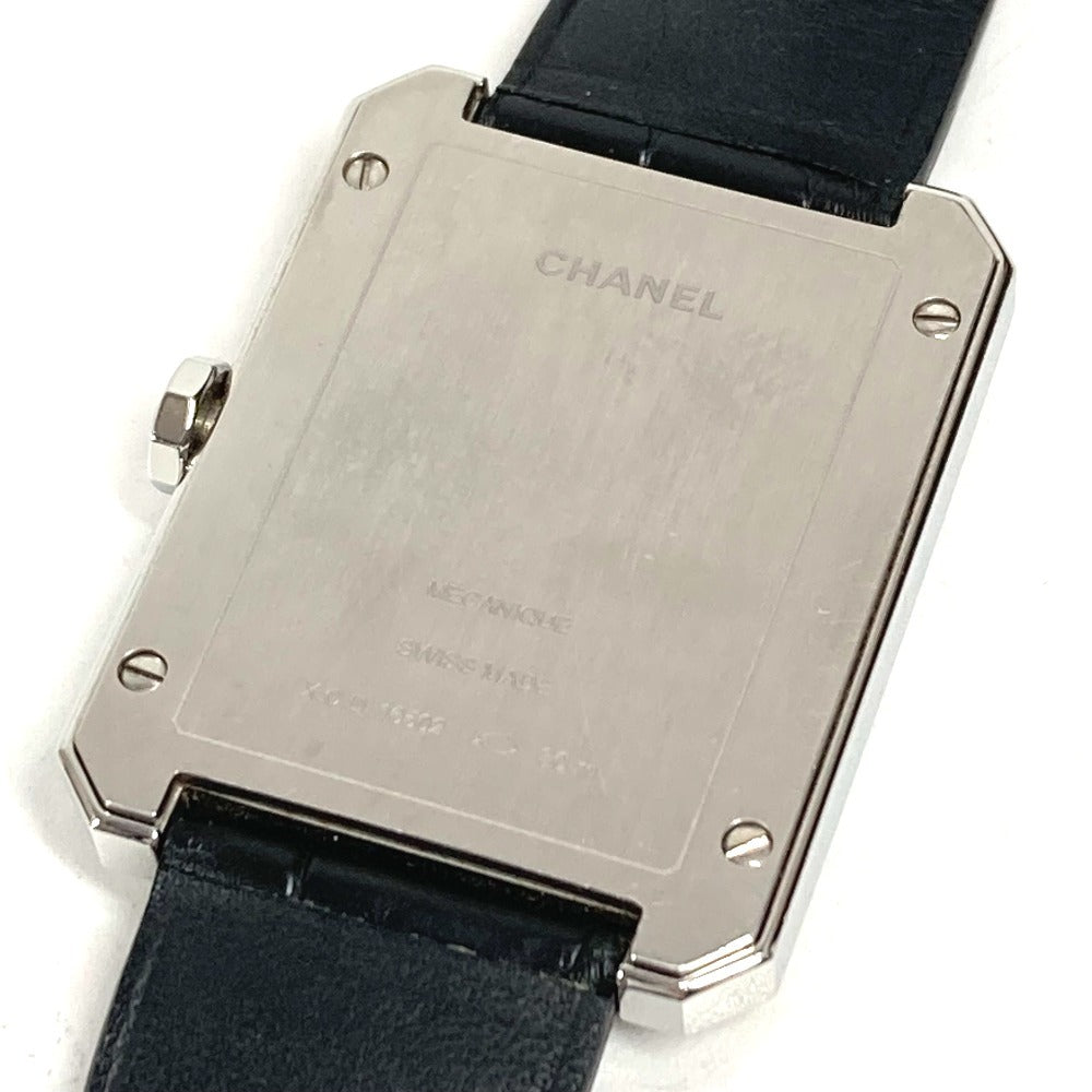 CHANEL H5319 ボーイフレンド ロゴ ウォッチ 時計 革ベルト 腕時計 レザー ユニセックス ブラック
