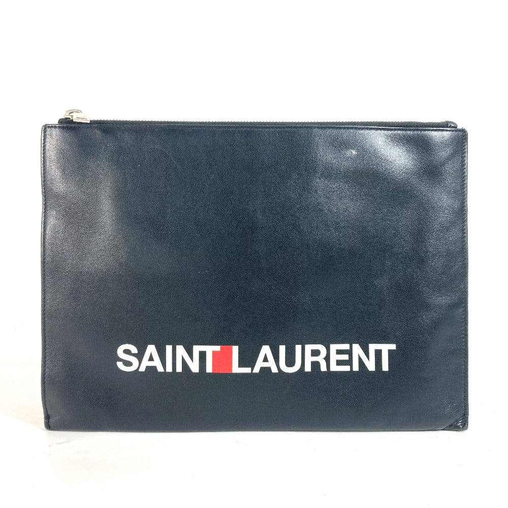 SAINT LAURENT PARIS 397294 Logo Second Bag Pouch Bag Clutch Bag Leather Men's Black