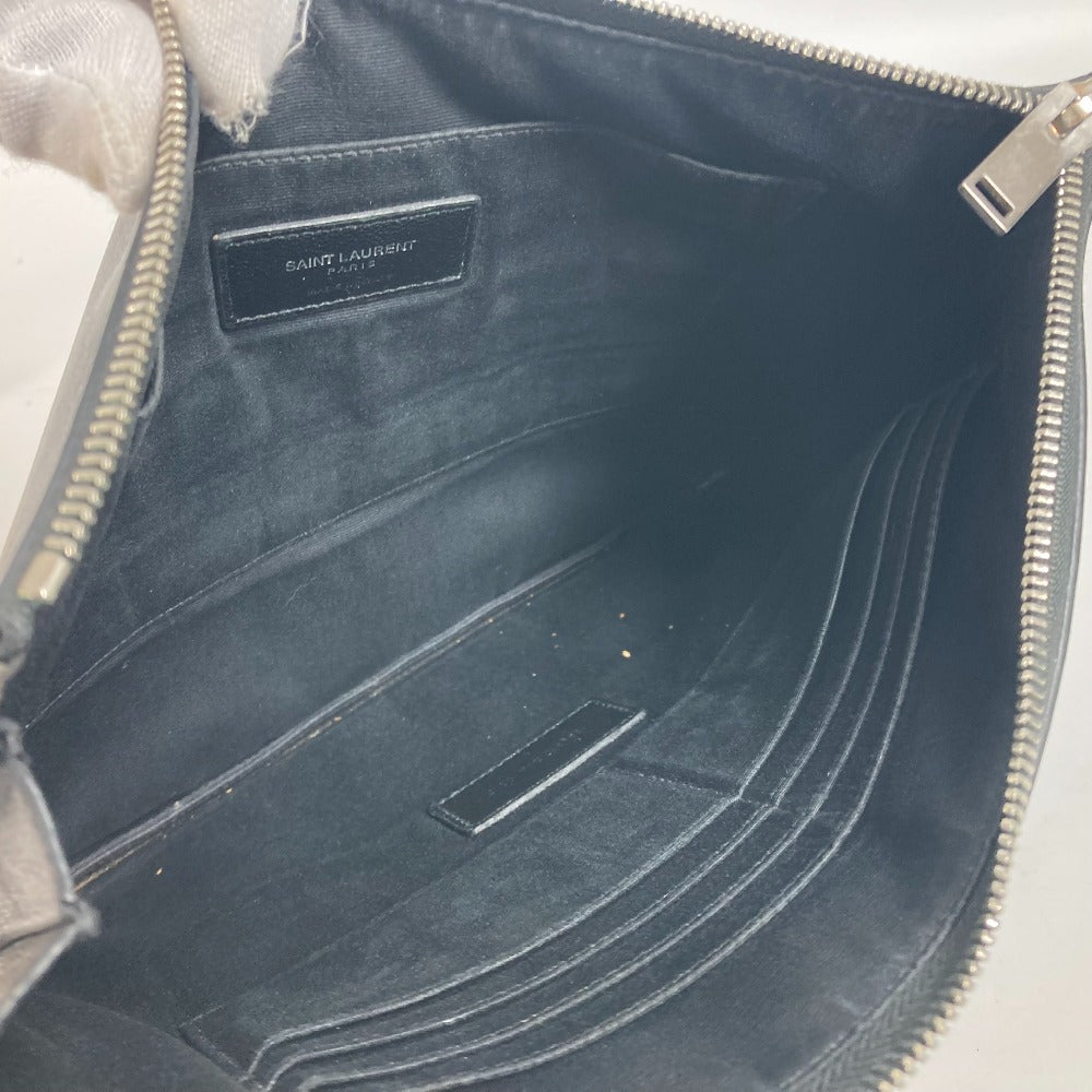 SAINT LAURENT PARIS 397294 Logo Second Bag Pouch Bag Clutch Bag Leather Men's Black