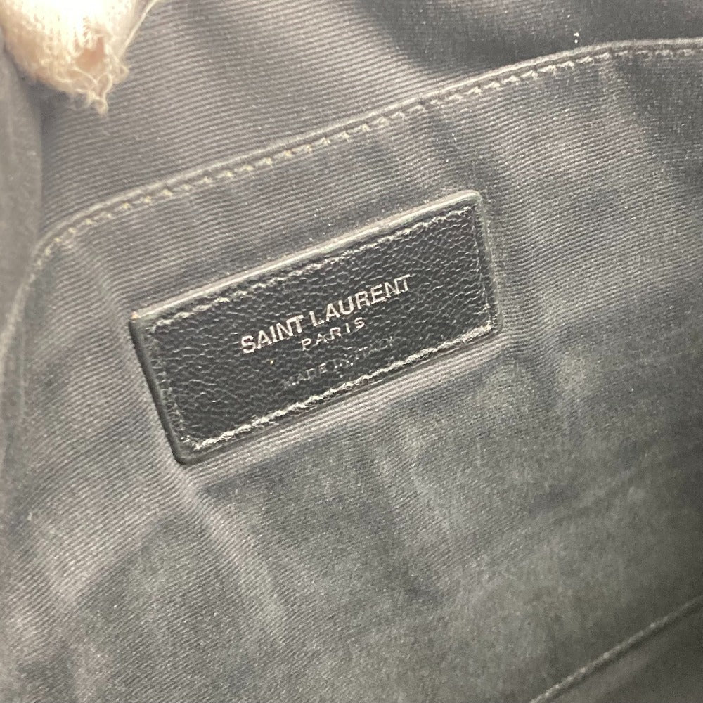 SAINT LAURENT PARIS 397294 Logo Second Bag Pouch Bag Clutch Bag Leather Men's Black