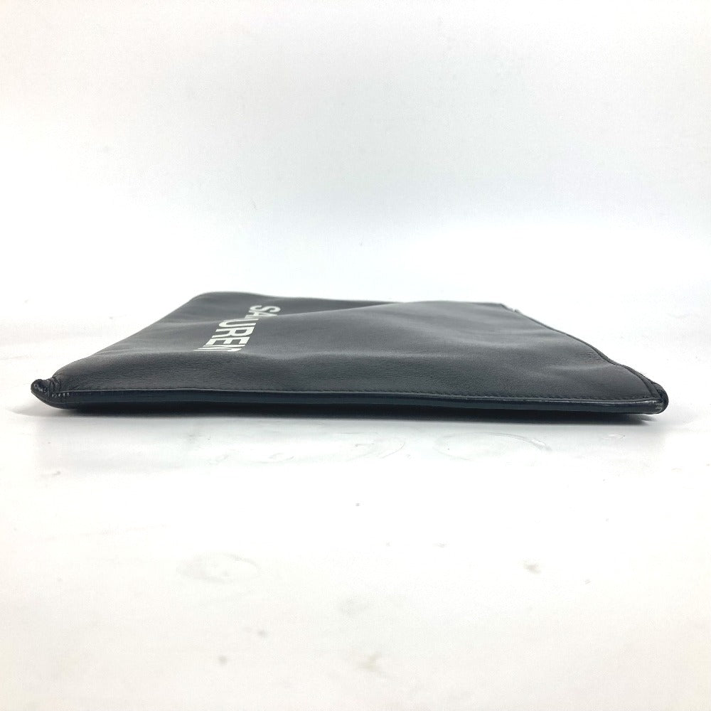 SAINT LAURENT PARIS 397294 Logo Second Bag Pouch Bag Clutch Bag Leather Men's Black