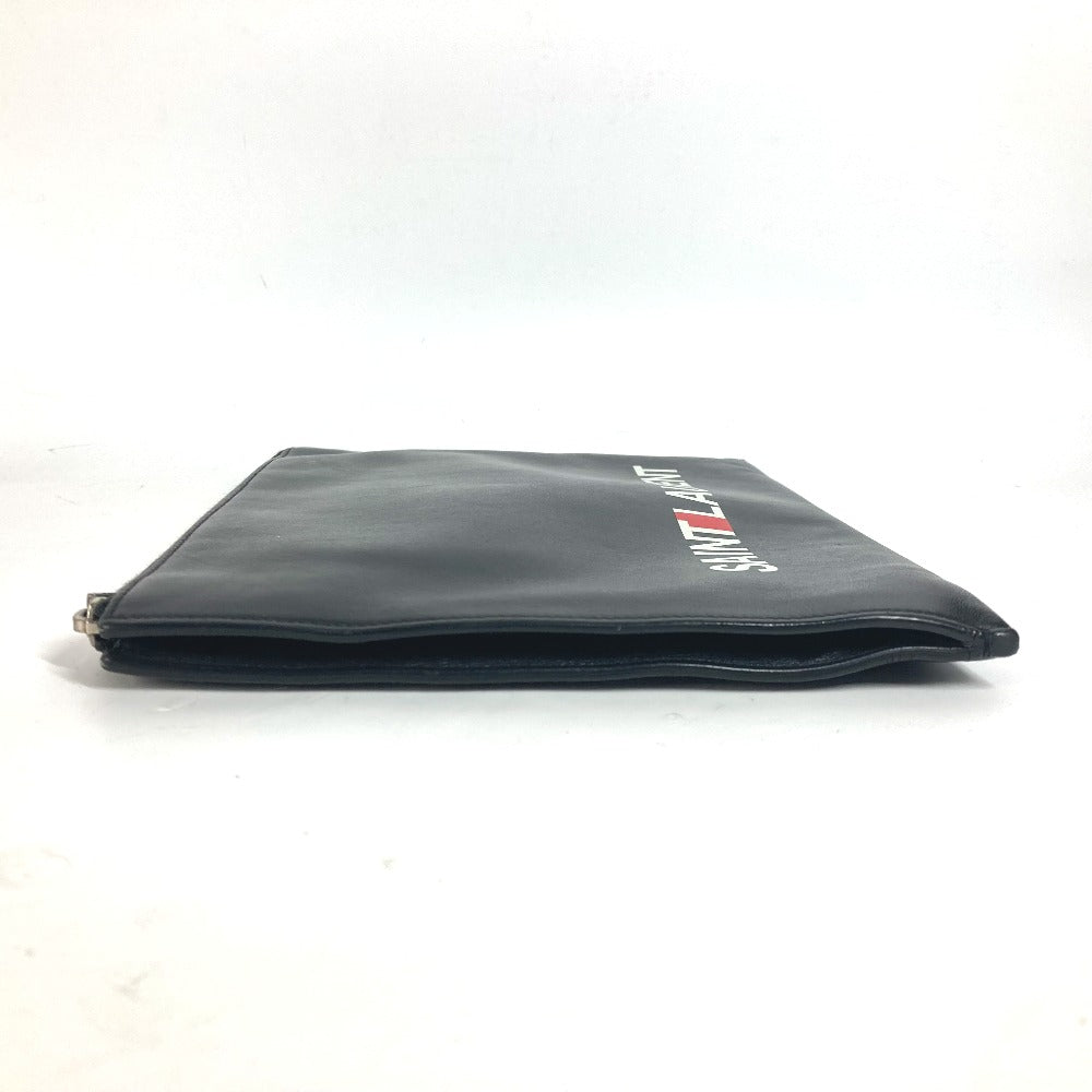 SAINT LAURENT PARIS 397294 Logo Second Bag Pouch Bag Clutch Bag Leather Men's Black