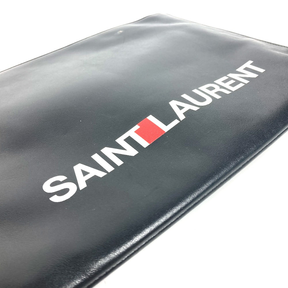 SAINT LAURENT PARIS 397294 Logo Second Bag Pouch Bag Clutch Bag Leather Men's Black