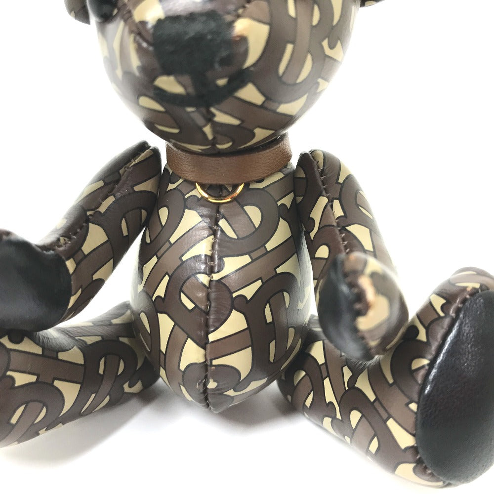 BURBERRY All-Logo TB Thomas Bear Bag Charm Bear Keychain Leather Women's Brown