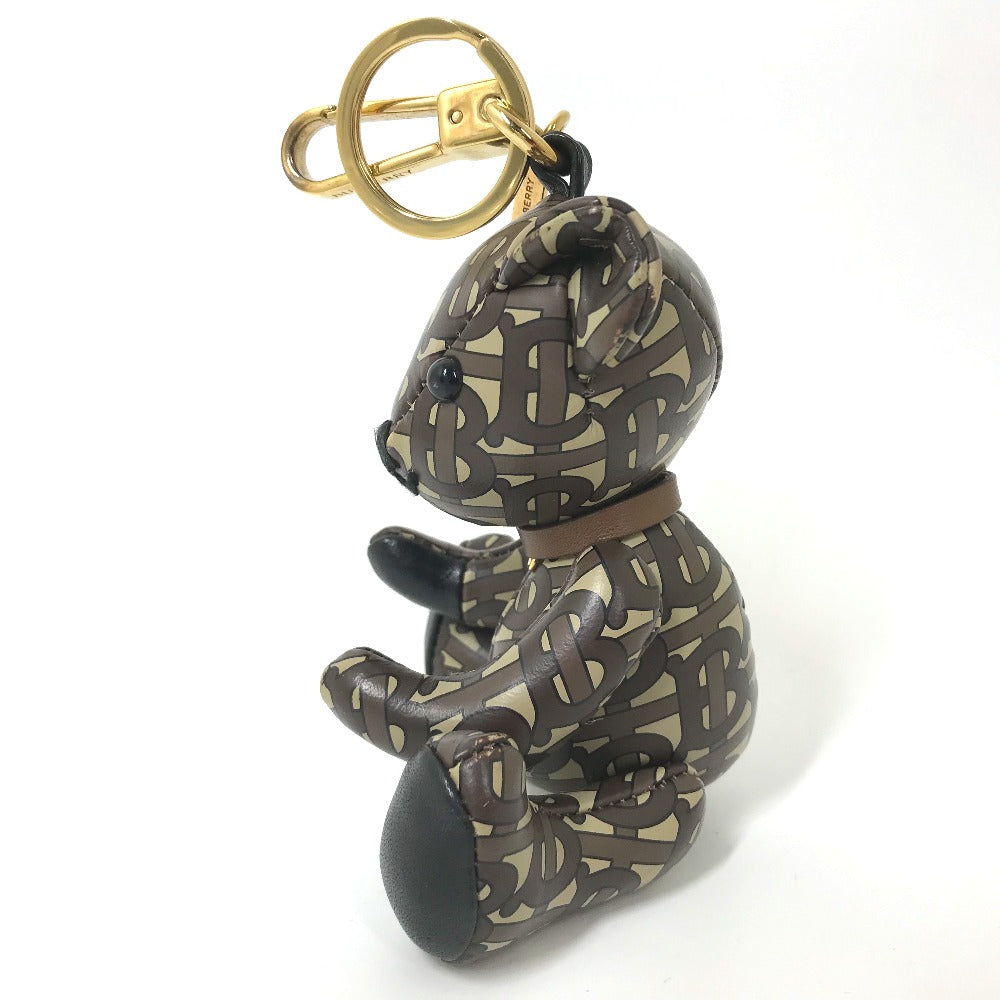 BURBERRY All-Logo TB Thomas Bear Bag Charm Bear Keychain Leather Women's Brown