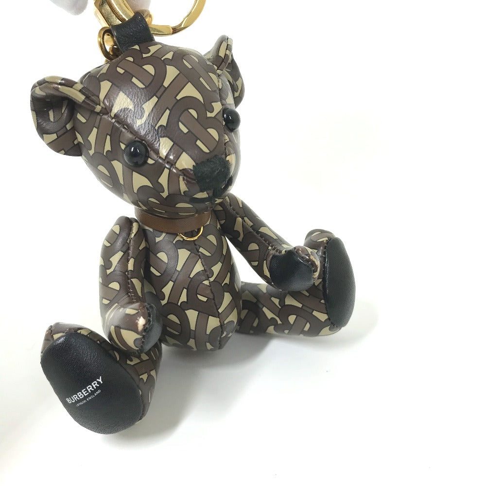 BURBERRY All-Logo TB Thomas Bear Bag Charm Bear Keychain Leather Women's Brown
