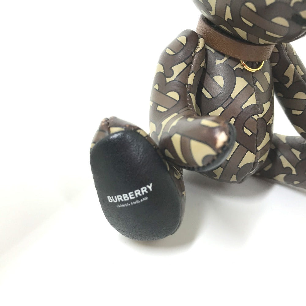 BURBERRY All-Logo TB Thomas Bear Bag Charm Bear Keychain Leather Women's Brown