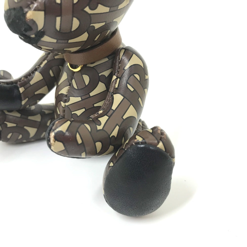 BURBERRY All-Logo TB Thomas Bear Bag Charm Bear Keychain Leather Women's Brown