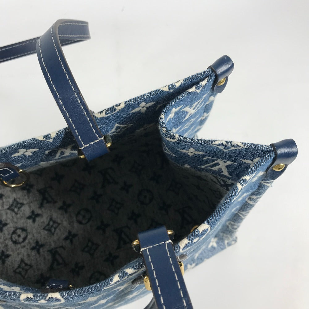 LOUIS VUITTON M59608 モノグラムデニム ジャガード オンザゴー MM 2WAYバッグ カバン トートバッグ ショルダーバッグ モノグラムデニムキャンバス レディース マリーヌ ブルー