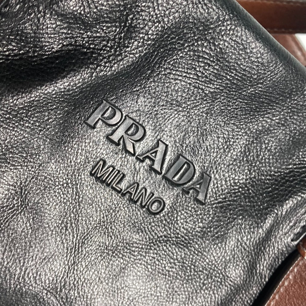 PRADA ロゴ カバン ショルダーバッグ 肩掛け バイカラー トートバッグ レザー レディース