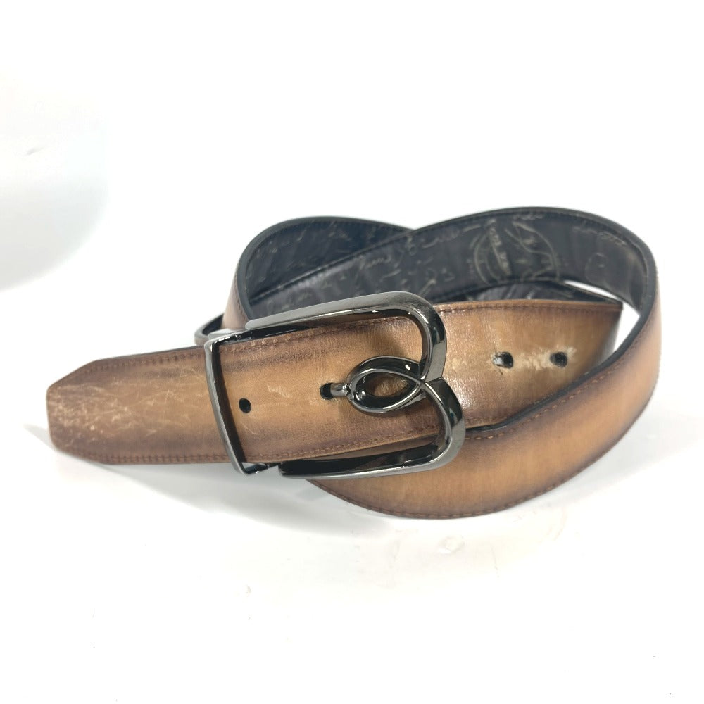 Berluti リバーシブル カリグラフィ ロゴ アクセサリー ベルト レザー メンズ ベージュ - brandshop-reference