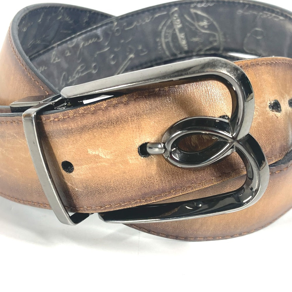 Berluti リバーシブル カリグラフィ ロゴ アクセサリー ベルト レザー メンズ ベージュ - brandshop-reference
