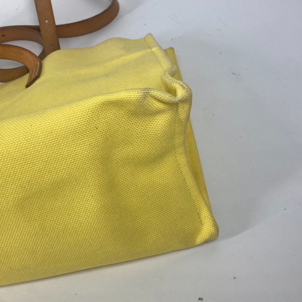 HERMES エトリヴィエール・エラン カバン 肩掛け トートバッグ ショルダーバッグ レザー/キャンバス レディース イエロー