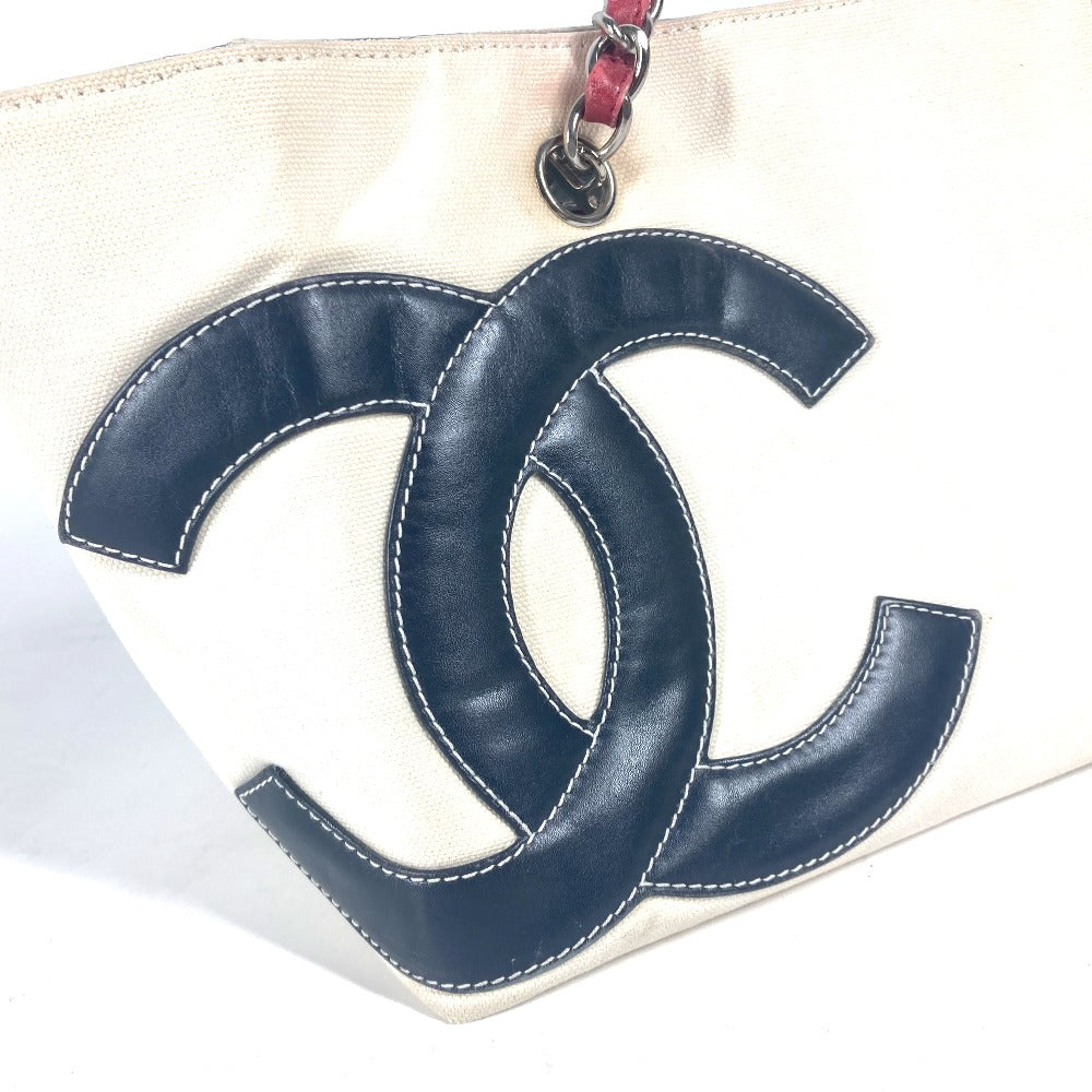 CHANEL アイコン CC ココマーク NO5 Wチェーンバッグ カバン 肩掛け トートバッグ ショルダーバッグ レザー/キャンバス レディース