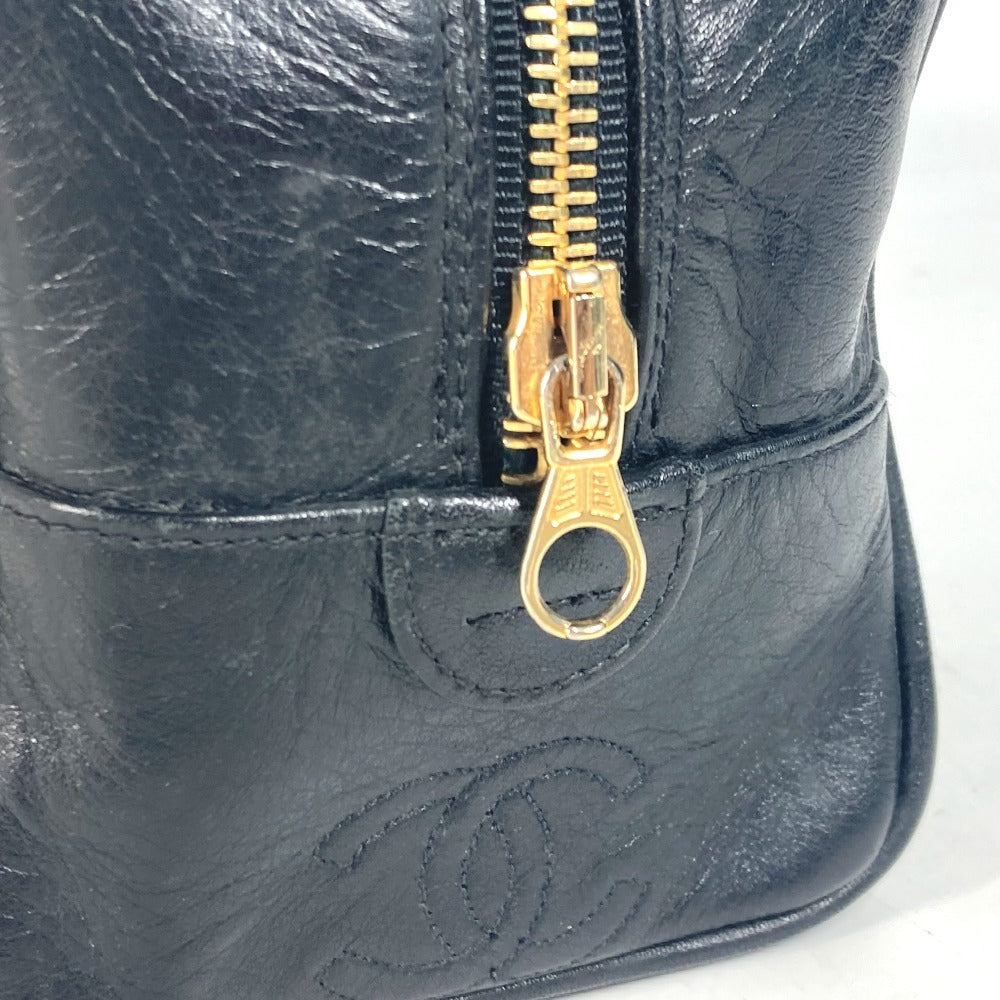 CHANEL ヴィンテージ ビコローレ セカンドバッグ カバン メイクポーチ 化粧ポーチ ポーチ レザー レディース ブラック - brandshop-reference