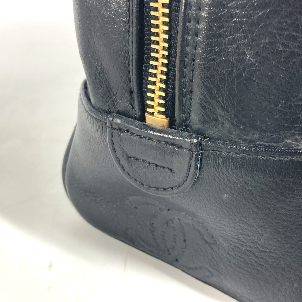 CHANEL ヴィンテージ ビコローレ セカンドバッグ カバン メイクポーチ 化粧ポーチ ポーチ レザー レディース ブラック - brandshop-reference