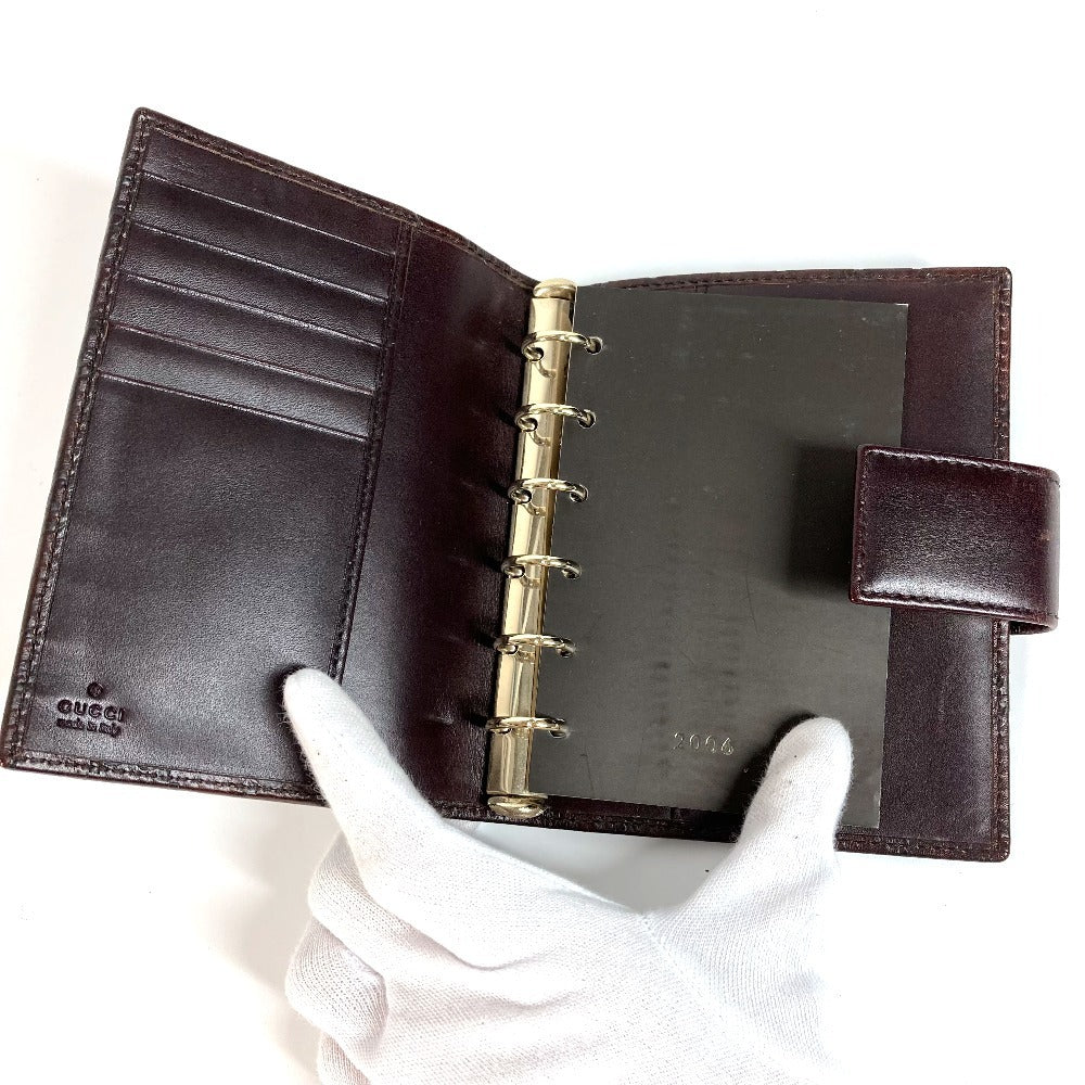 GUCCI 115240 グッチシマ GG ステーショナリー ケース 手帳カバー シマレザー ユニセックス ブラウン - brandshop-reference