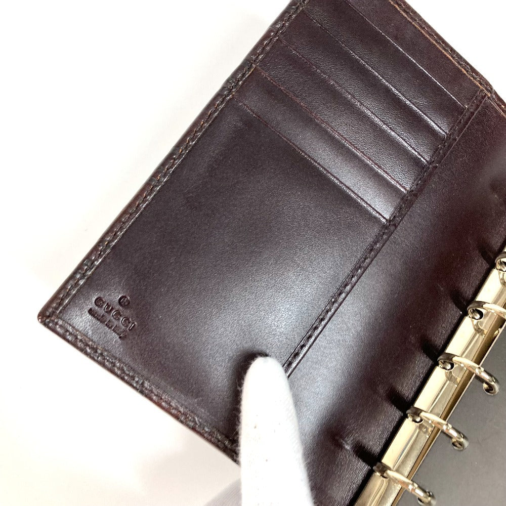 GUCCI 115240 グッチシマ GG ステーショナリー ケース 手帳カバー シマレザー ユニセックス ブラウン - brandshop-reference