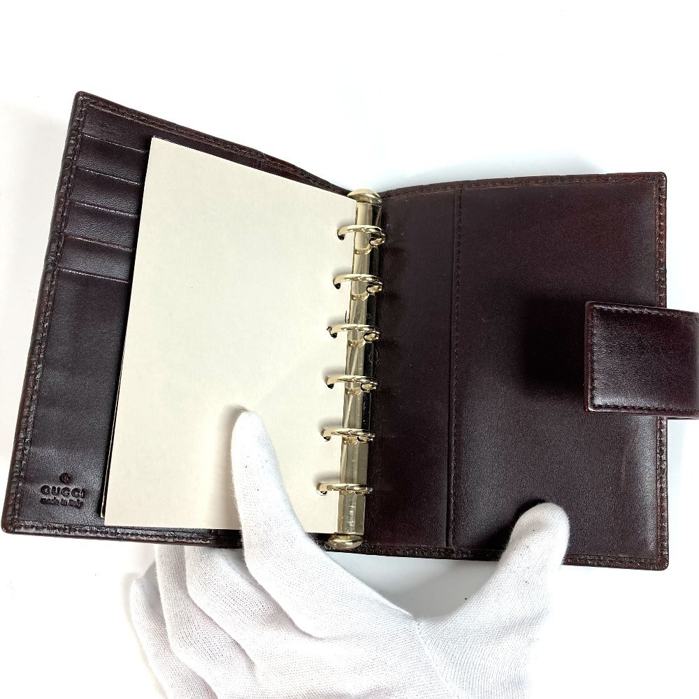GUCCI 115240 グッチシマ GG ステーショナリー ケース 手帳カバー シマレザー ユニセックス ブラウン - brandshop-reference