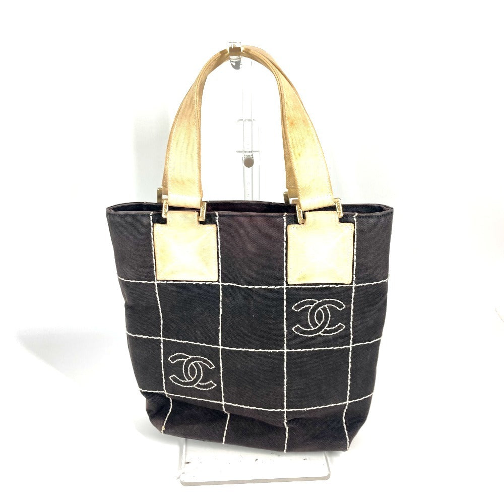 CHANEL チョコバー CC ココマーク カバン トートバッグ ハンドバッグ キャンバス レディース ブラック - brandshop-reference