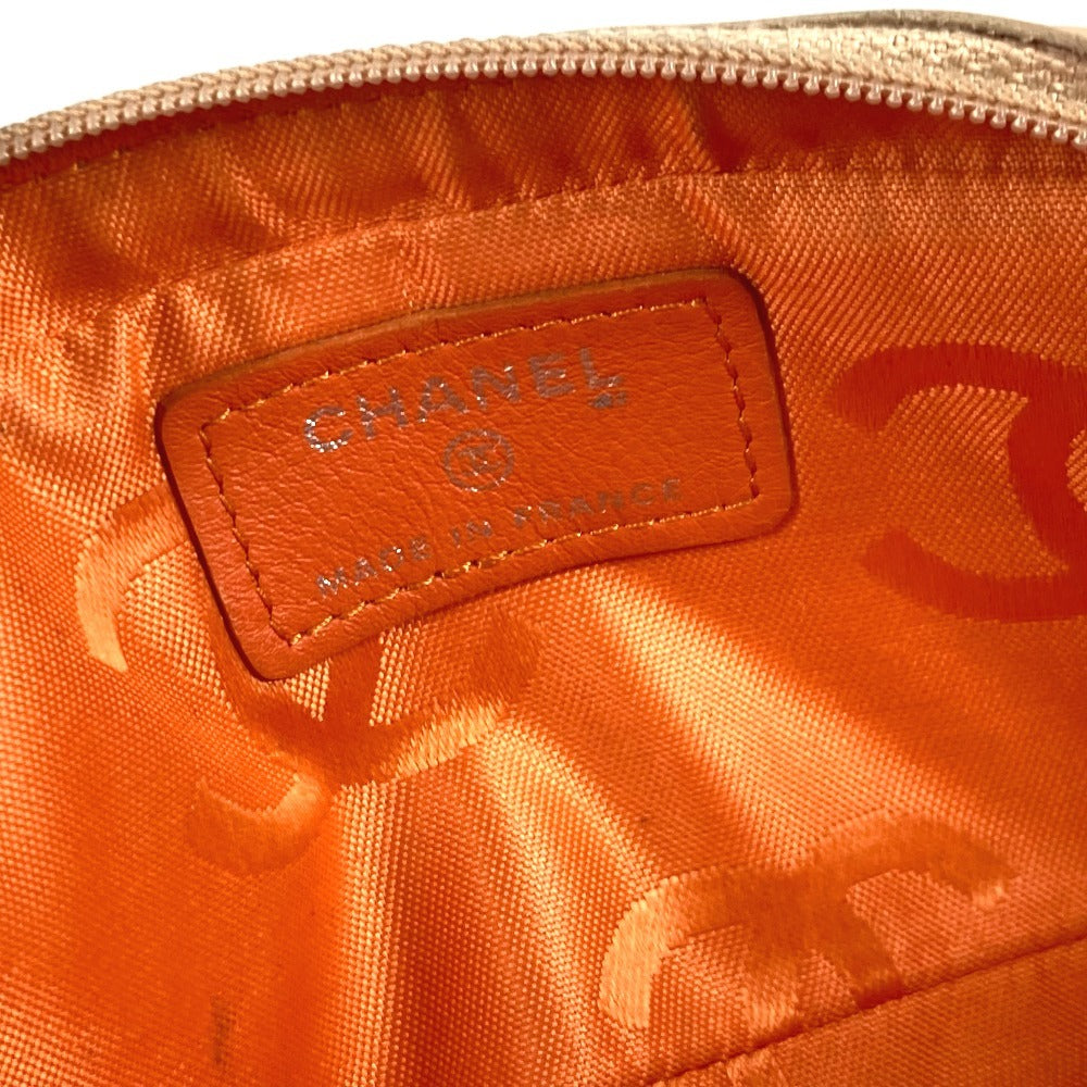 CHANEL カンボンライン CC ココマーク ロゴ メイクポーチ 化粧ポーチ ペンケース  ポーチ レザー レディース ベージュ - brandshop-reference