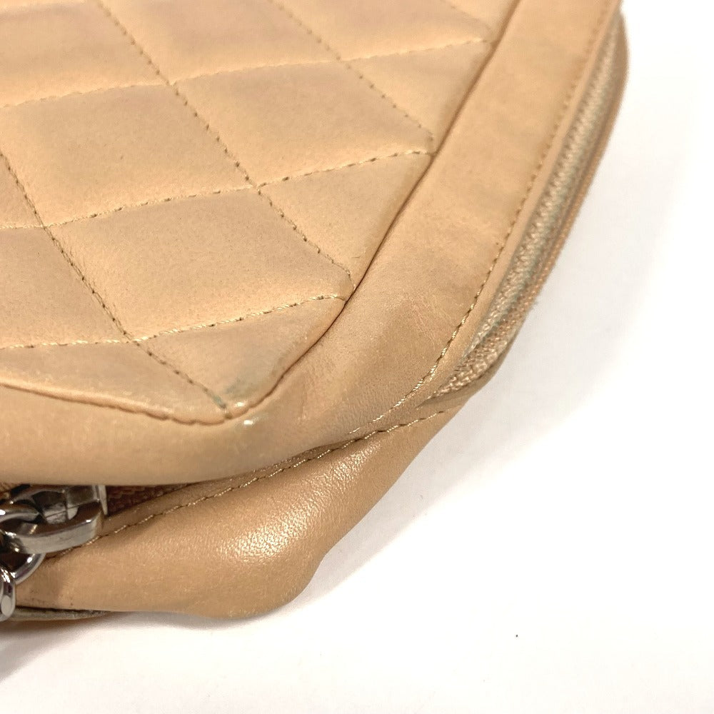 CHANEL カンボンライン CC ココマーク ロゴ メイクポーチ 化粧ポーチ ペンケース  ポーチ レザー レディース ベージュ - brandshop-reference