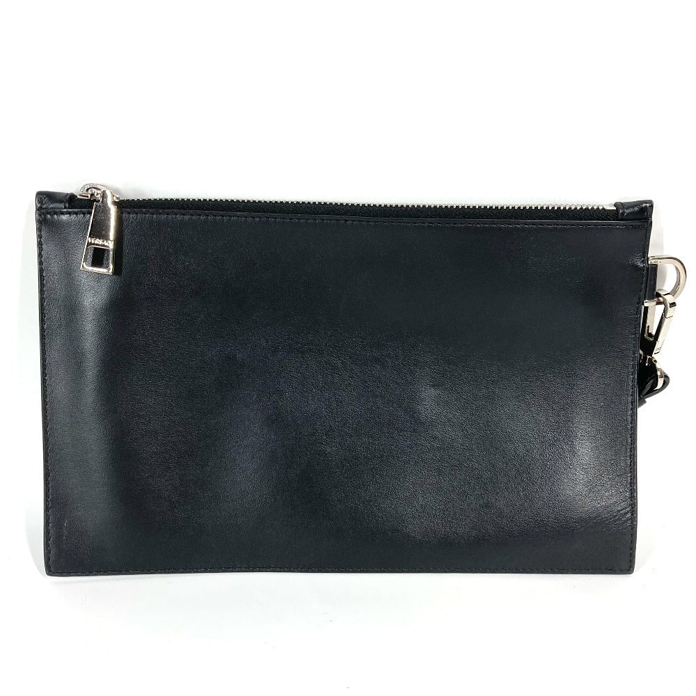 VERSACE ストラップ付 ハート ロゴ　ワッペン カバン ポーチ セカンドバッグ クラッチバッグ レザー ユニセックス ブラック - brandshop-reference