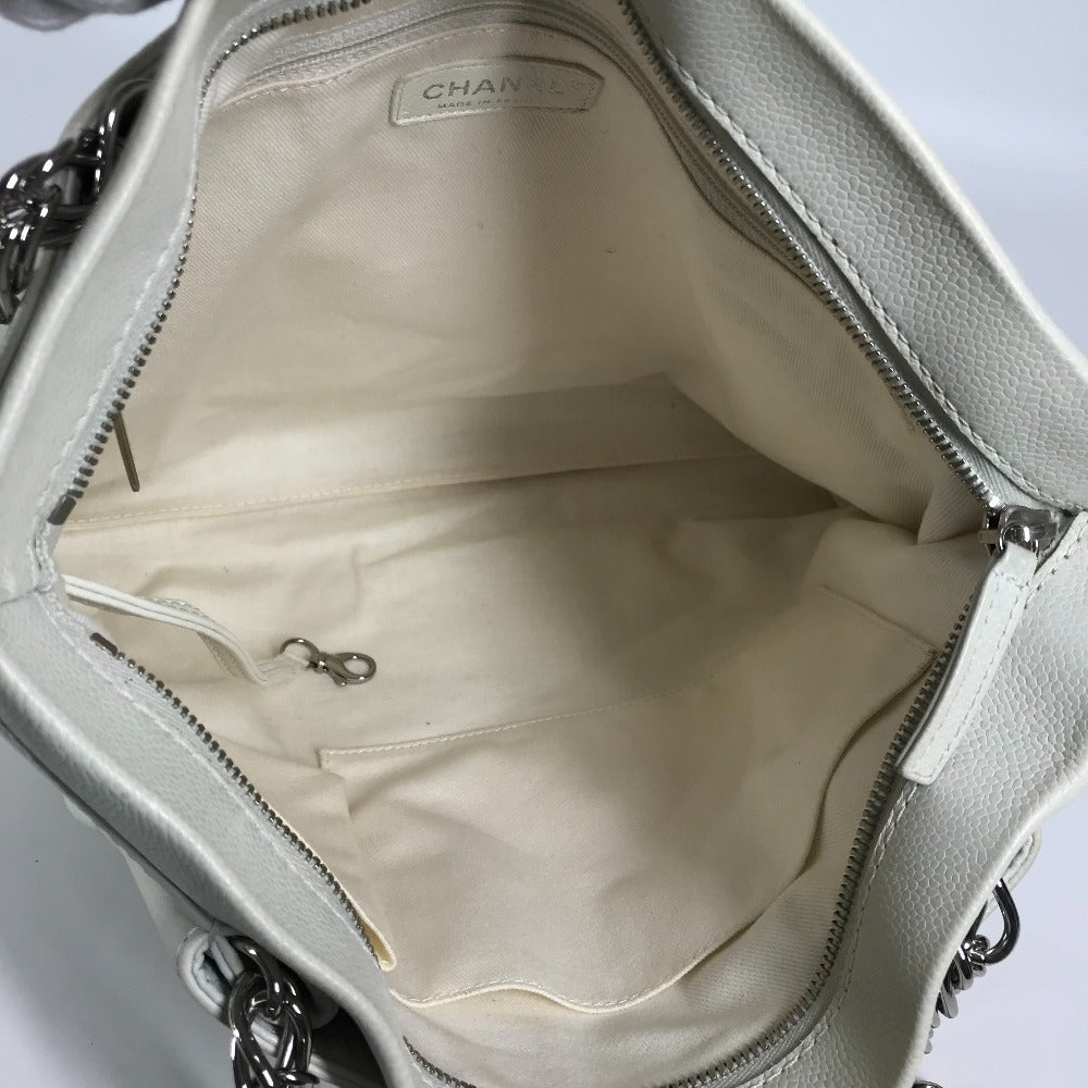CHANEL CC ココマーク  Wチェーン カバン 肩掛け トートバッグ ショルダーバッグ ソフトキャビアスキン レディース ホワイト - brandshop-reference