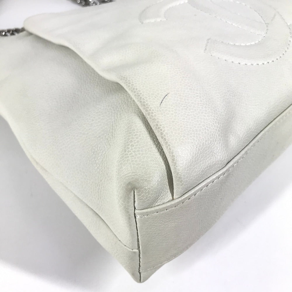 CHANEL CC ココマーク  Wチェーン カバン 肩掛け トートバッグ ショルダーバッグ ソフトキャビアスキン レディース ホワイト - brandshop-reference