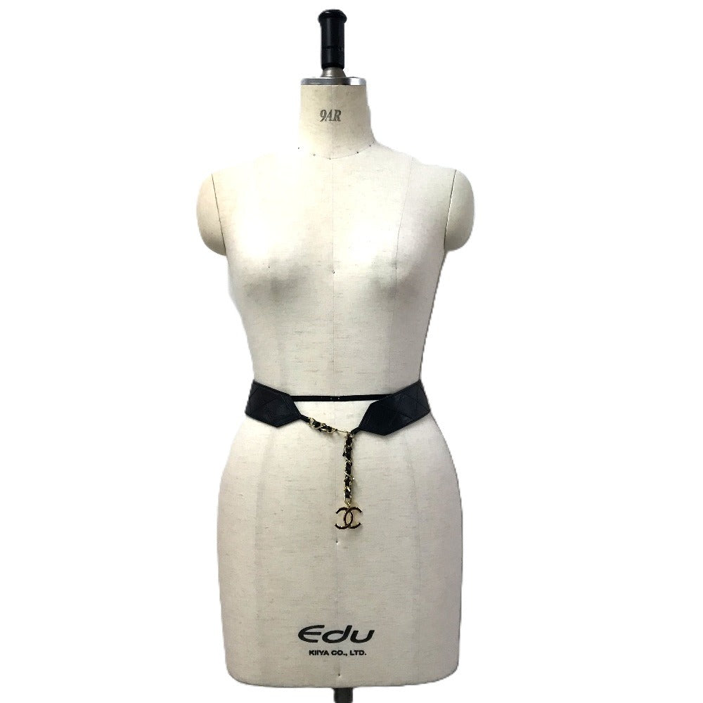 CHANEL ヴィンテージ CC ココマーク チェーン キルティング アクセサリー ベルト レザー レディース ブラック - brandshop-reference