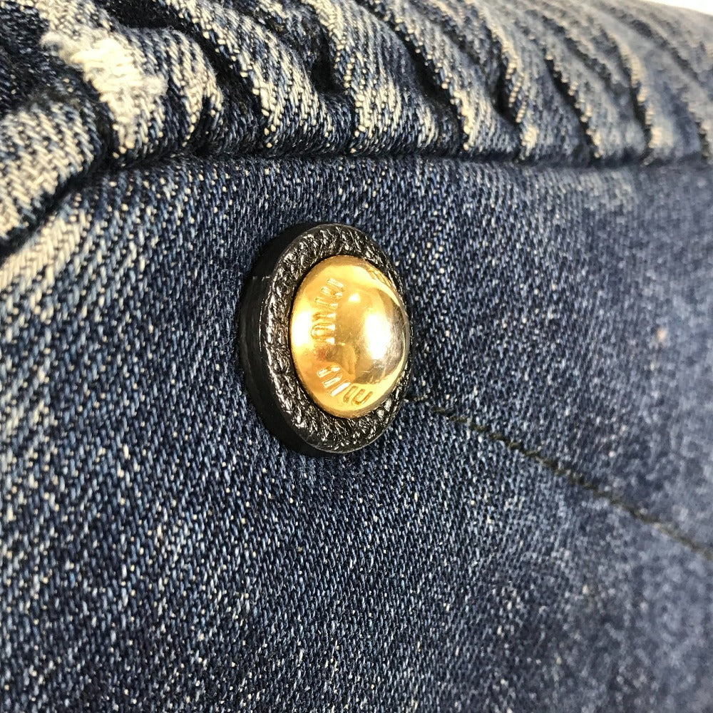 MIUMIU RN1069 ロゴ ハンドバッグ 肩掛け  トートバッグ デニム レディース ブルー - brandshop-reference