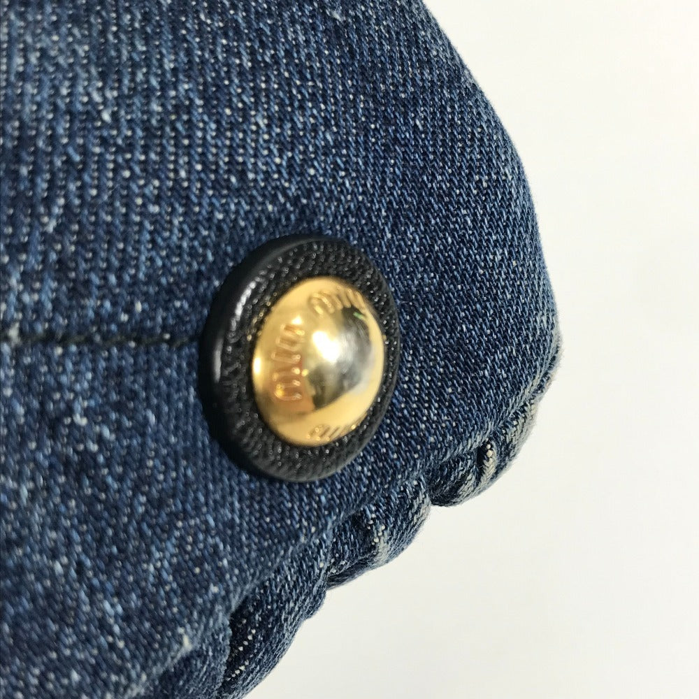 MIUMIU RN1069 ロゴ ハンドバッグ 肩掛け  トートバッグ デニム レディース ブルー - brandshop-reference