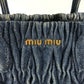 MIUMIU RN1069 ロゴ ハンドバッグ 肩掛け  トートバッグ デニム レディース ブルー - brandshop-reference