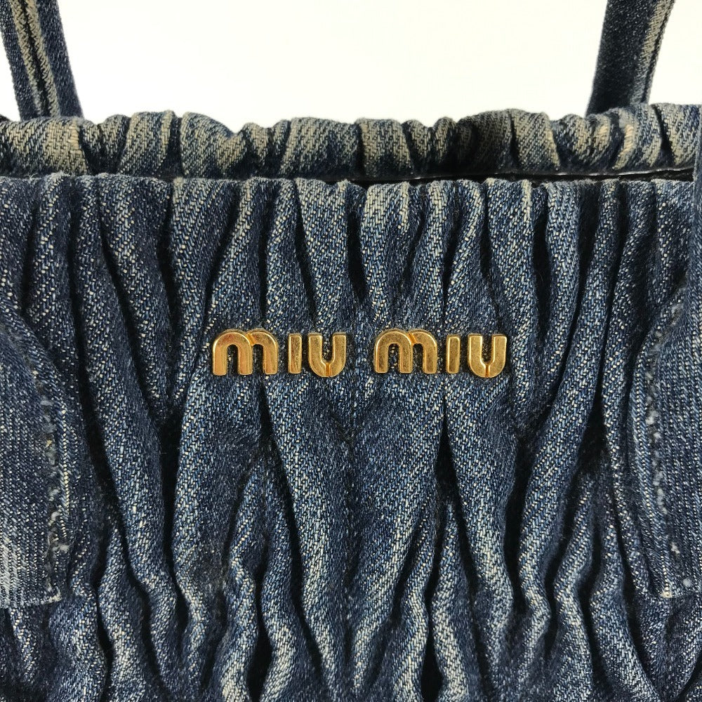 MIUMIU RN1069 ロゴ ハンドバッグ 肩掛け  トートバッグ デニム レディース ブルー - brandshop-reference