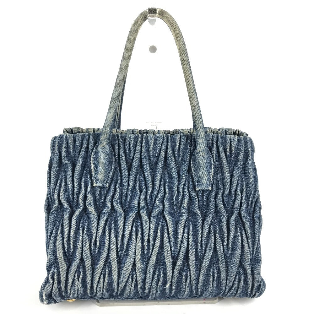 MIUMIU RN1069 ロゴ ハンドバッグ 肩掛け  トートバッグ デニム レディース ブルー - brandshop-reference
