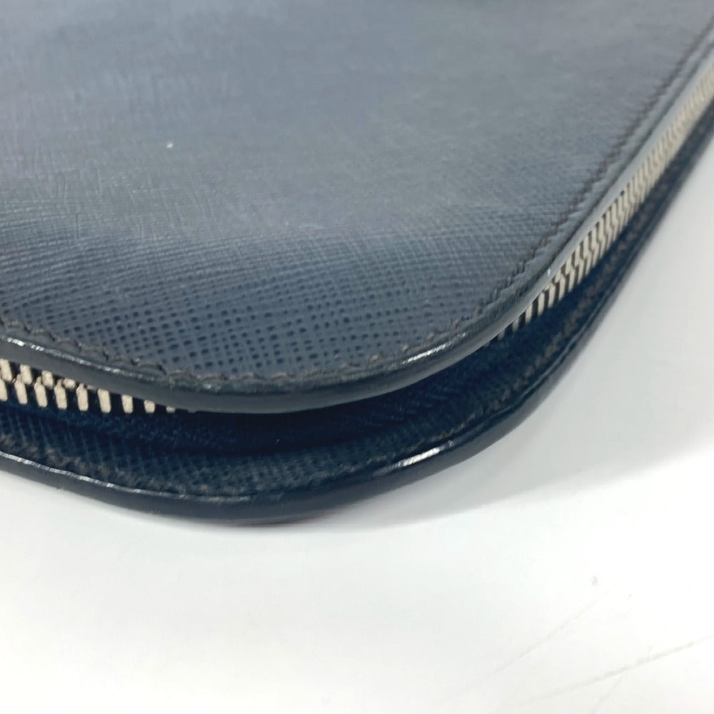 PRADA AV5841 ロゴ カバン ポーチ ストライプ L字ファスナー クラッチバッグ サフィアーノレザ－ ユニセックス ネイビー - brandshop-reference