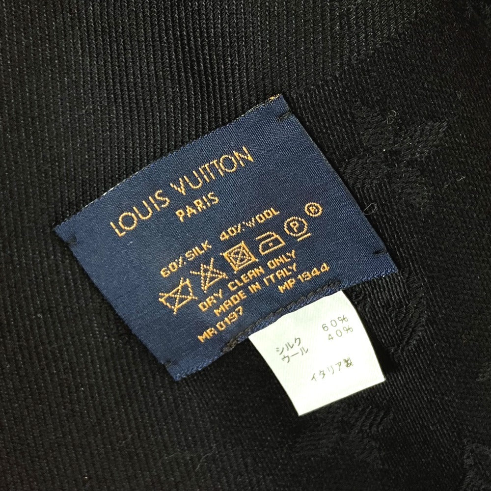 LOUIS VUITTON MP1944 歌舞伎 山本寛斎 ショールモノグラム　カブキスティッカー 大判 ストール フリンジ マフラー ショール シルク ユニセックス ブラック - brandshop-reference